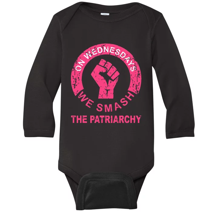 On Wednesdays We Smash The Patriarchy Women Rights Apparel Baby Long Sleeve Bodysuit