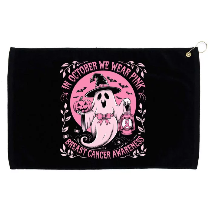 October We Wear P.I.N.K. Ghost Halloween Pumpkins Breast Cancer Grommeted Golf Towel