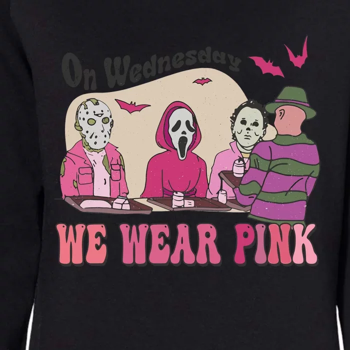 On Wednesday We Wear Pink Skeleton Halloween Breast Cancer Womens California Wash Sweatshirt