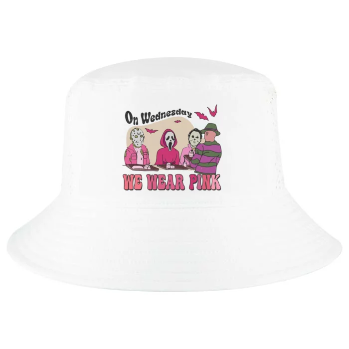 On Wednesday We Wear Pink Skeleton Halloween Breast Cancer Cool Comfort Performance Bucket Hat