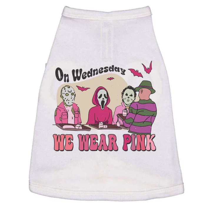 On Wednesday We Wear Pink Skeleton Halloween Breast Cancer Doggie Tank