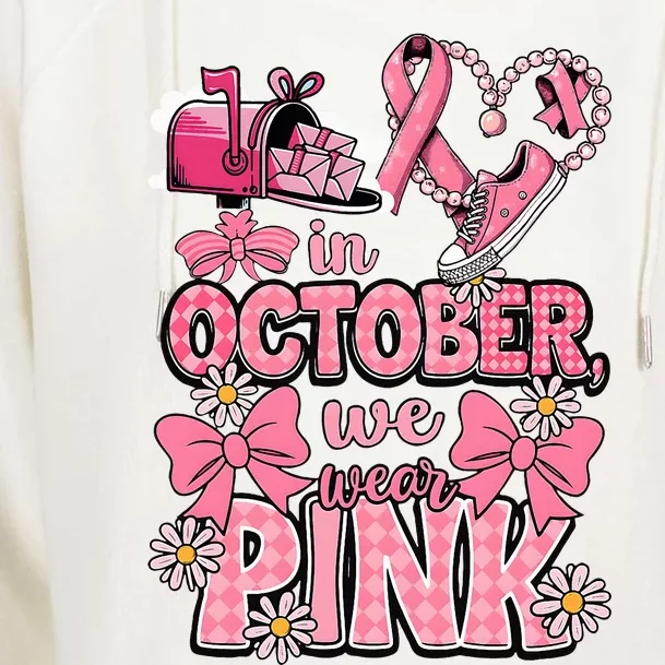 October We Wear Breast Cancer Awareness Postal Worker Womens Funnel Neck Pullover Hood