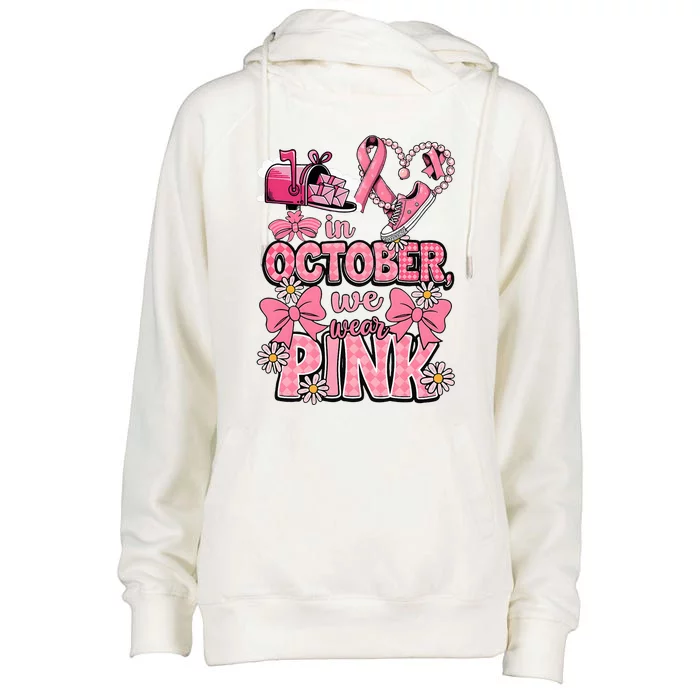 October We Wear Breast Cancer Awareness Postal Worker Womens Funnel Neck Pullover Hood