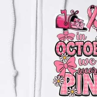 October We Wear Breast Cancer Awareness Postal Worker Full Zip Hoodie