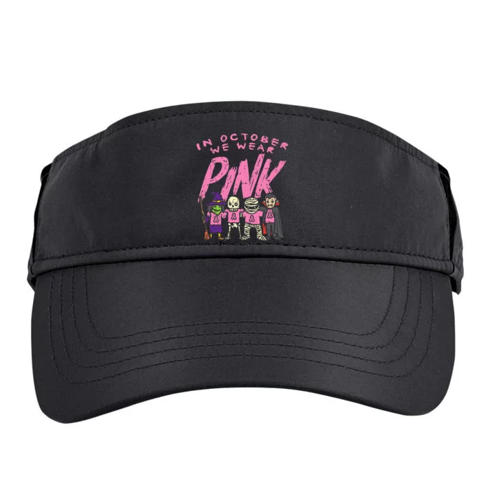 October We Wear Pink Witch Skeleton Halloween Breast Cancer Adult Drive Performance Visor