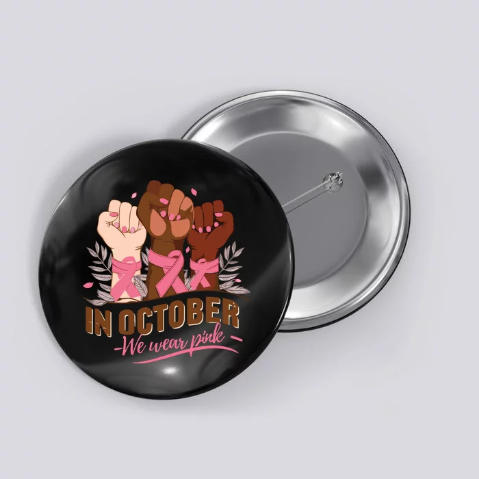 October We Wear Halloween Breast Cancer Awareness Button