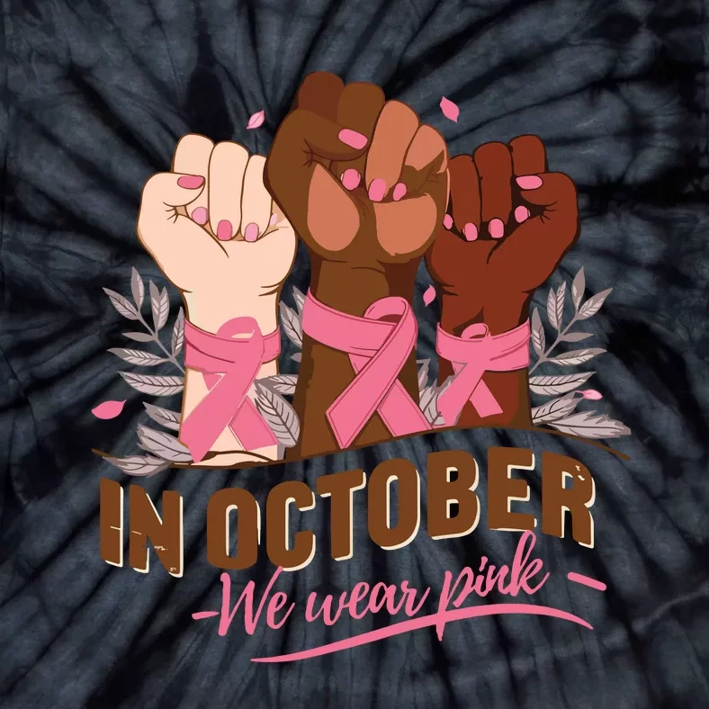 October We Wear Halloween Breast Cancer Awareness Tie-Dye T-Shirt