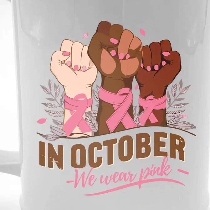 October We Wear Halloween Breast Cancer Awareness Front & Back Beer Stein