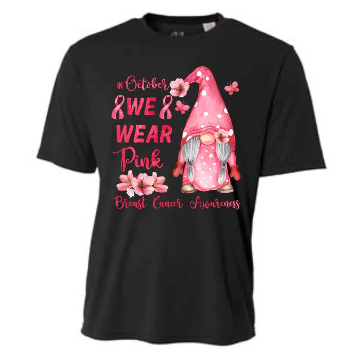 October We Wear Pink Gnome Breast Cancer Awareness Cooling Performance Crew T-Shirt