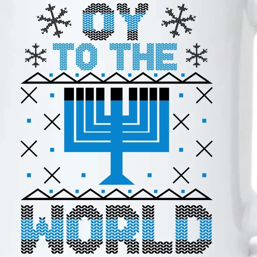 Oy To The World Ugly Hanukkah Sweater Black Color Changing Mug