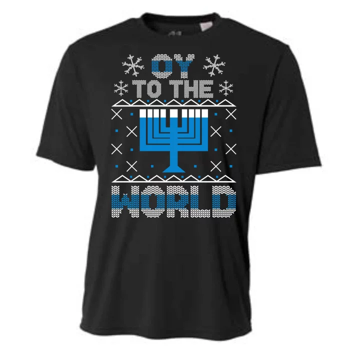 Oy To The World Ugly Hanukkah Sweater Cooling Performance Crew T-Shirt