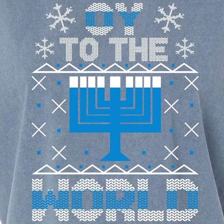 Oy To The World Ugly Hanukkah Sweater Garment-Dyed Women's Muscle Tee