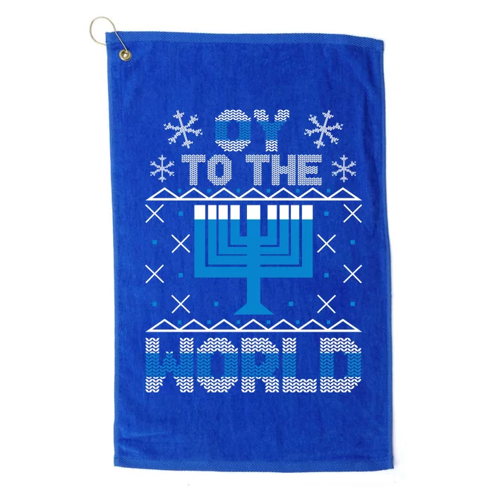 Oy To The World Ugly Hanukkah Sweater Platinum Collection Golf Towel