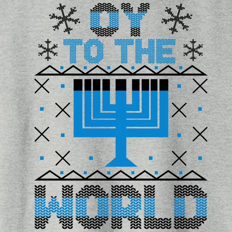 Oy To The World Ugly Hanukkah Sweater Women's Crop Top Tee