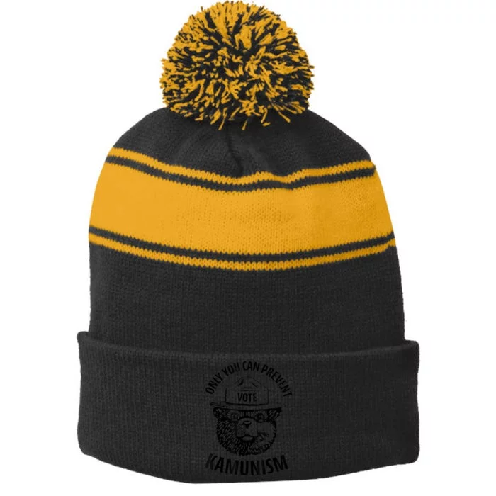 Only You Can Prevent Kamunism Communism Election Humor 2024 Stripe Pom Pom Beanie