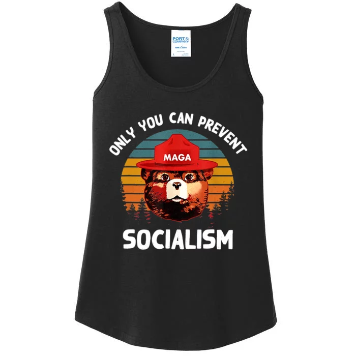 Only You Can Prevent Socialism MAGA Bear Republican Ladies Essential Tank