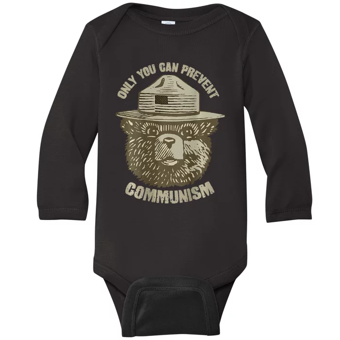 Only You Can Prevent Communism Camping Bear Baby Long Sleeve Bodysuit