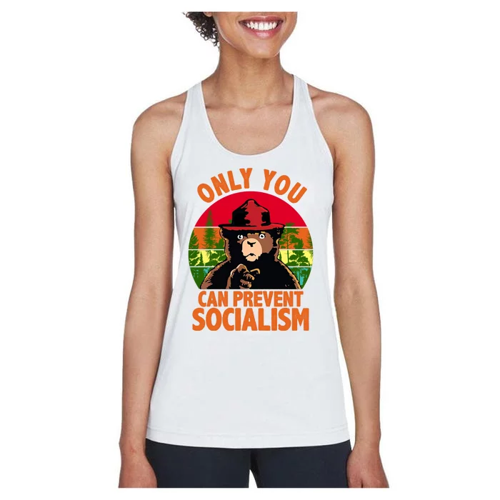 On You Can Prevent Socialism Bear Women's Racerback Tank