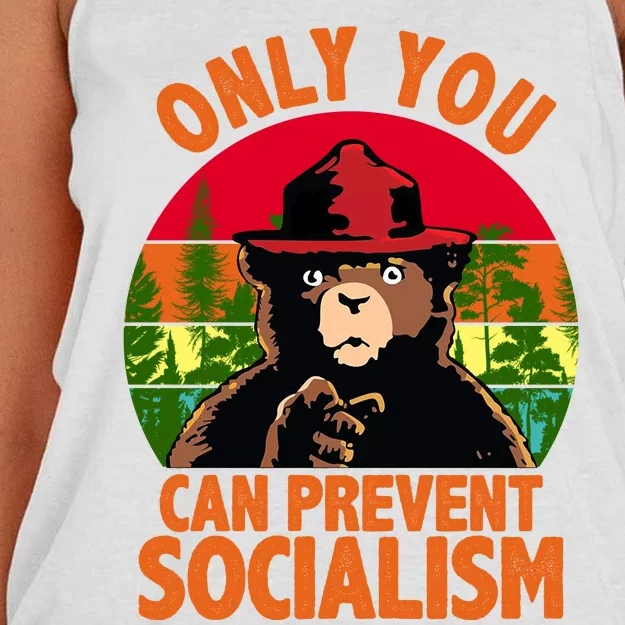 On You Can Prevent Socialism Bear Women's Knotted Racerback Tank