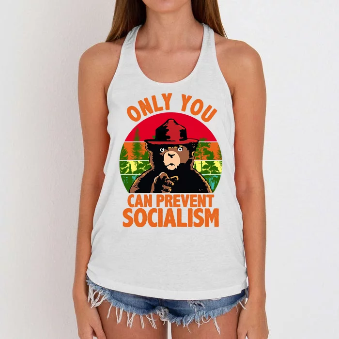 On You Can Prevent Socialism Bear Women's Knotted Racerback Tank