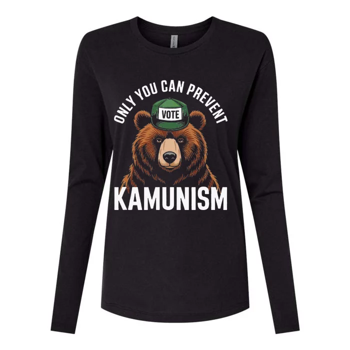 Only You Can Prevent Kamunism Funny Bear Humor Womens Cotton Relaxed Long Sleeve T-Shirt