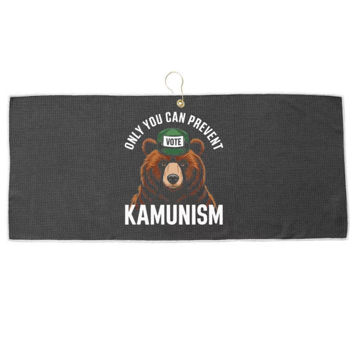 Only You Can Prevent Kamunism Funny Bear Humor Large Microfiber Waffle Golf Towel