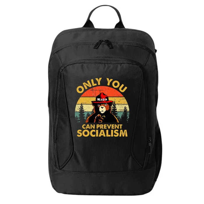 Only You Can Prevent Socialism Bear Wearing Hat Maga Smokey City Backpack