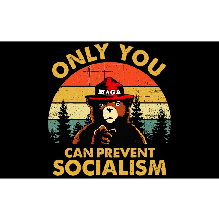 Only You Can Prevent Socialism Bear Wearing Hat Maga Smokey Bumper Sticker