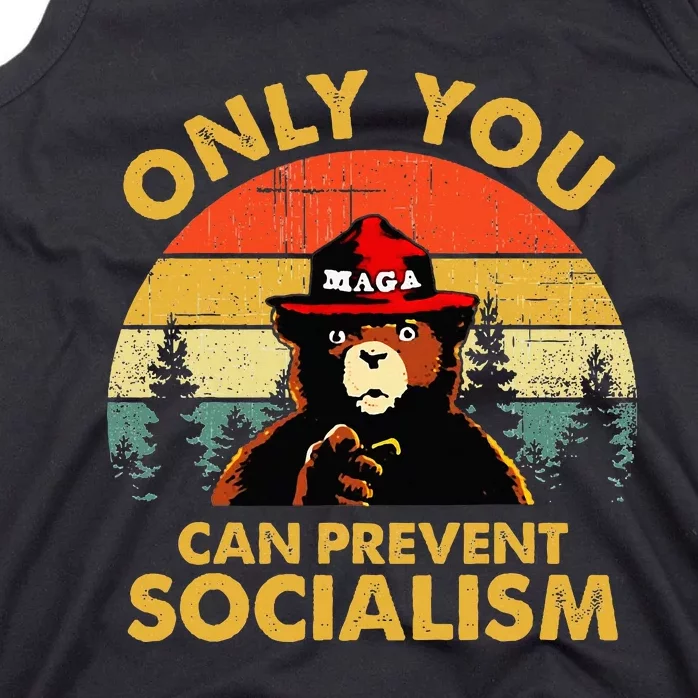 Only You Can Prevent Socialism Bear Wearing Hat Maga Smokey Tank Top