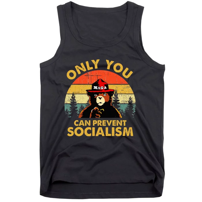 Only You Can Prevent Socialism Bear Wearing Hat Maga Smokey Tank Top