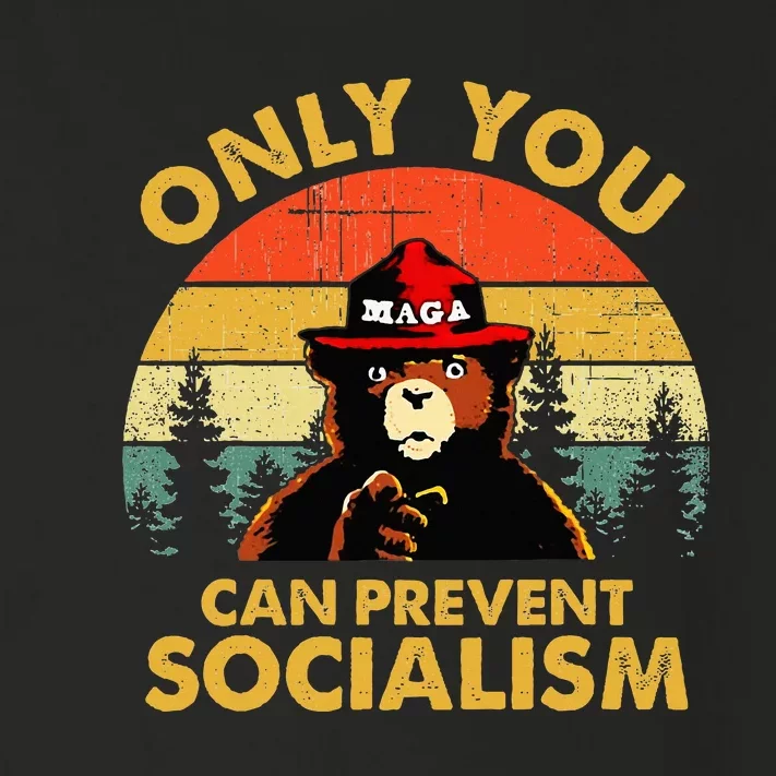 Only You Can Prevent Socialism Bear Wearing Hat Maga Smokey Toddler Long Sleeve Shirt