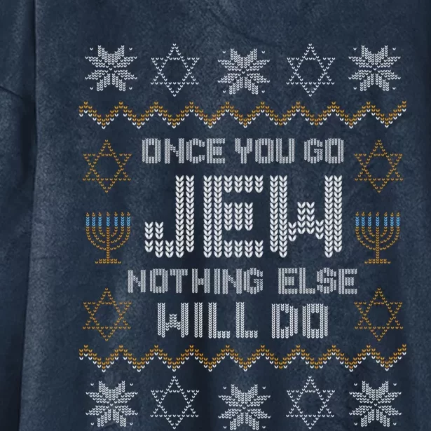 Once You Go Jew Nothing Else Will Do Jewish Shabbat Hanukkah Hooded Wearable Blanket