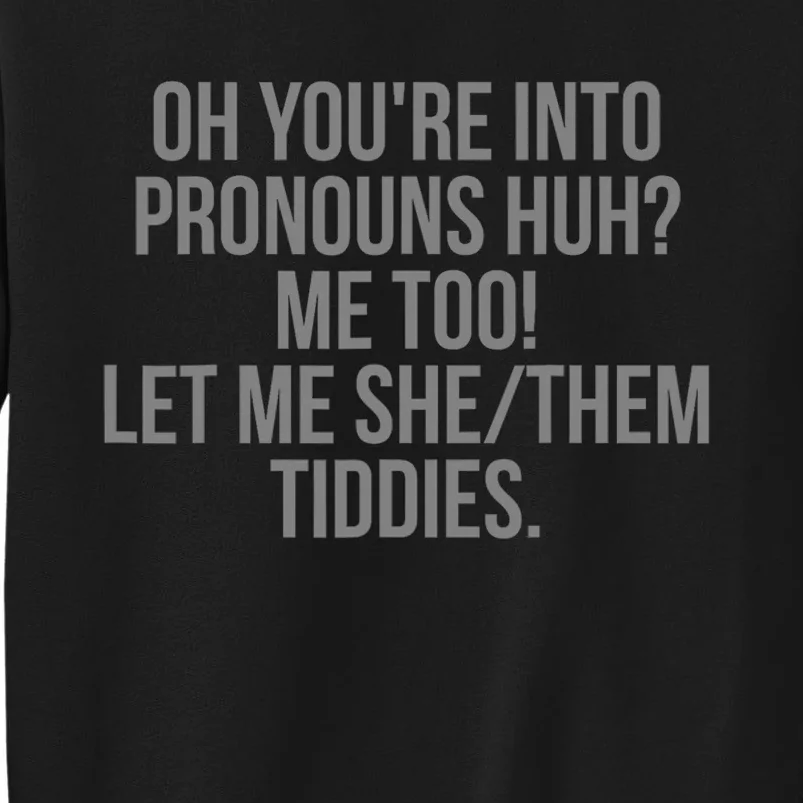 Oh YouRe Into Pronouns Huh Me Too Let Me She Them Tiddies Sweatshirt