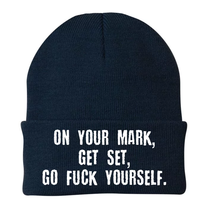 On Your Mark Get Set Go F Yourself Knit Cap Winter Beanie