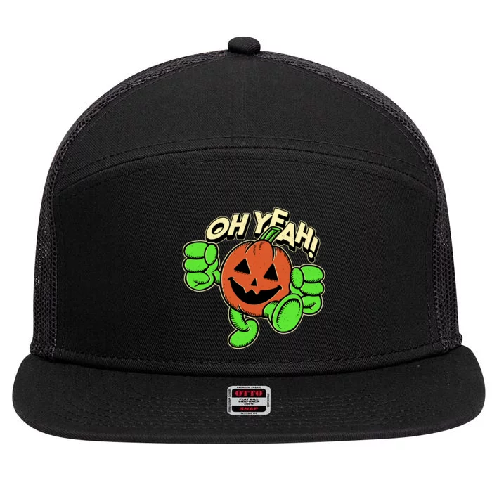 Oh Yeah! Pumpkin Man 7 Panel Mesh Trucker Snapback Hat