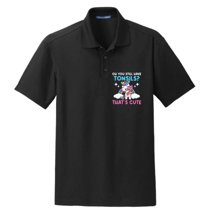 Oh You Still Have Tonsils Unicorn Tonsillectomy Survivor Dry Zone Grid Performance Polo