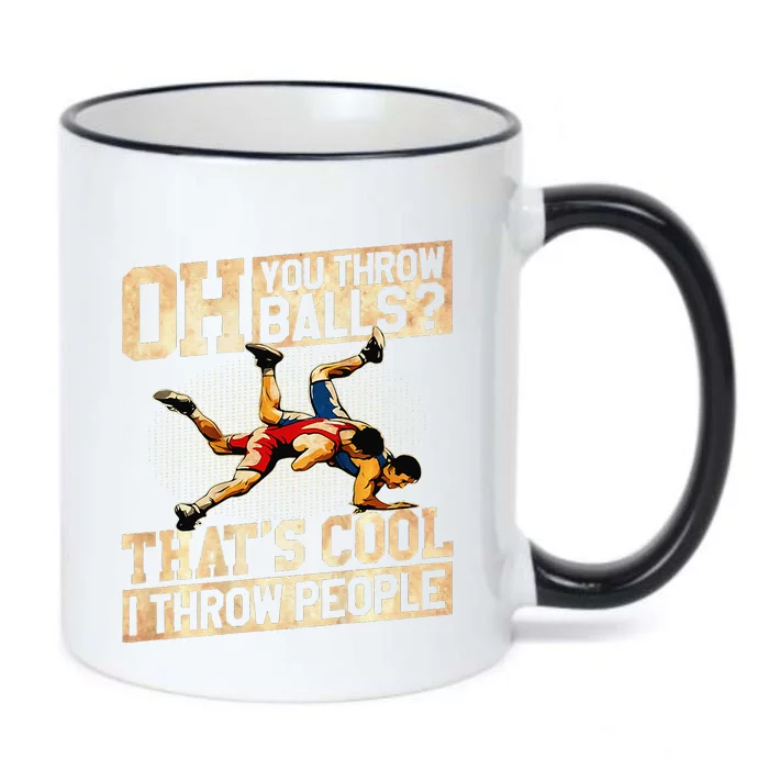 Oh You Throw Balls ThatS Cool I Throw People Black Color Changing Mug