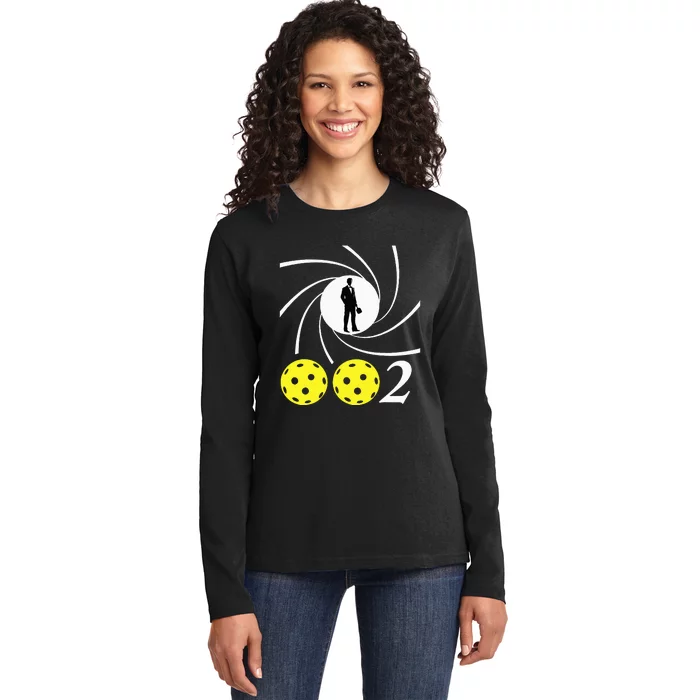 Pickleball 002 002 Spy Parody Funny Pickleball Ladies Long Sleeve Shirt