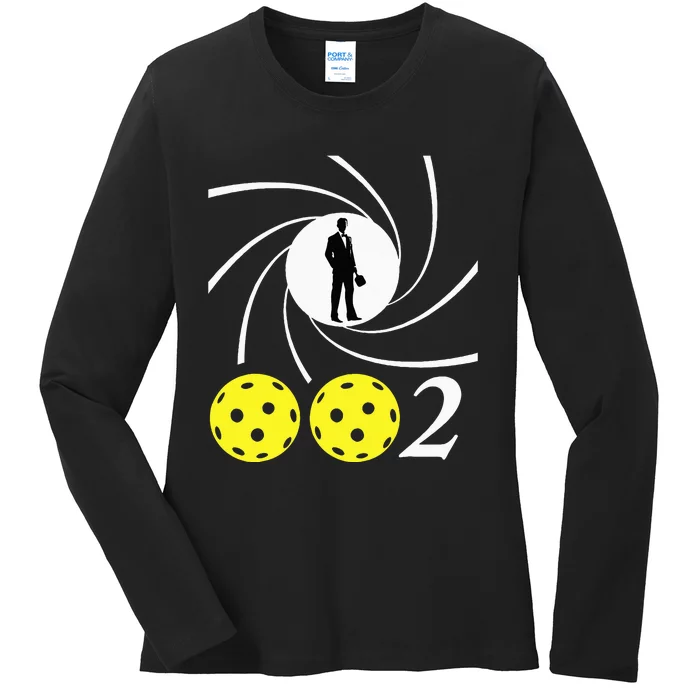 Pickleball 002 002 Spy Parody Funny Pickleball Ladies Long Sleeve Shirt