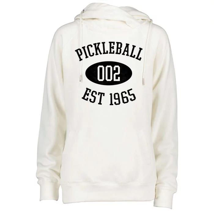 Pickleball 002 Est 1965 Womens Funnel Neck Pullover Hood