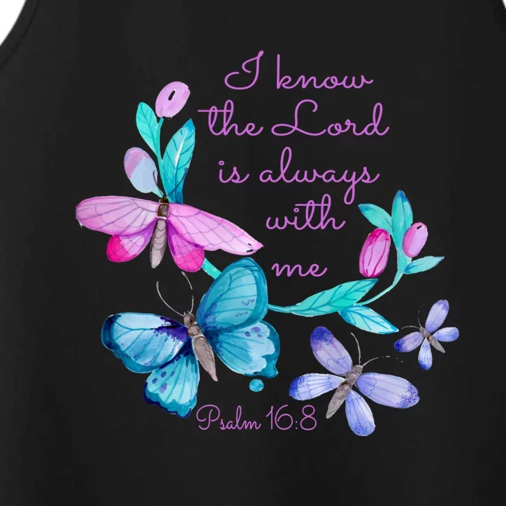 Psalm 16: 8 Christ Religious Butterfly Art Gift Performance Tank