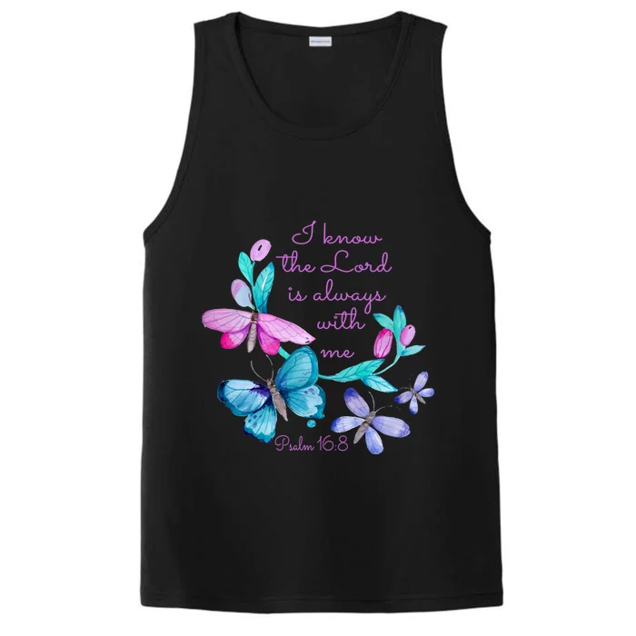 Psalm 16: 8 Christ Religious Butterfly Art Gift Performance Tank