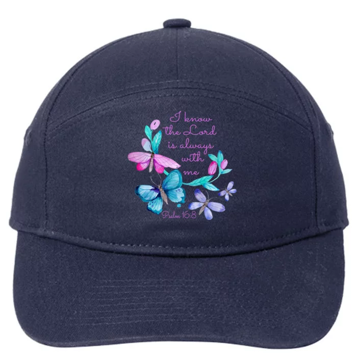 Psalm 16: 8 Christ Religious Butterfly Art Gift 7-Panel Snapback Hat