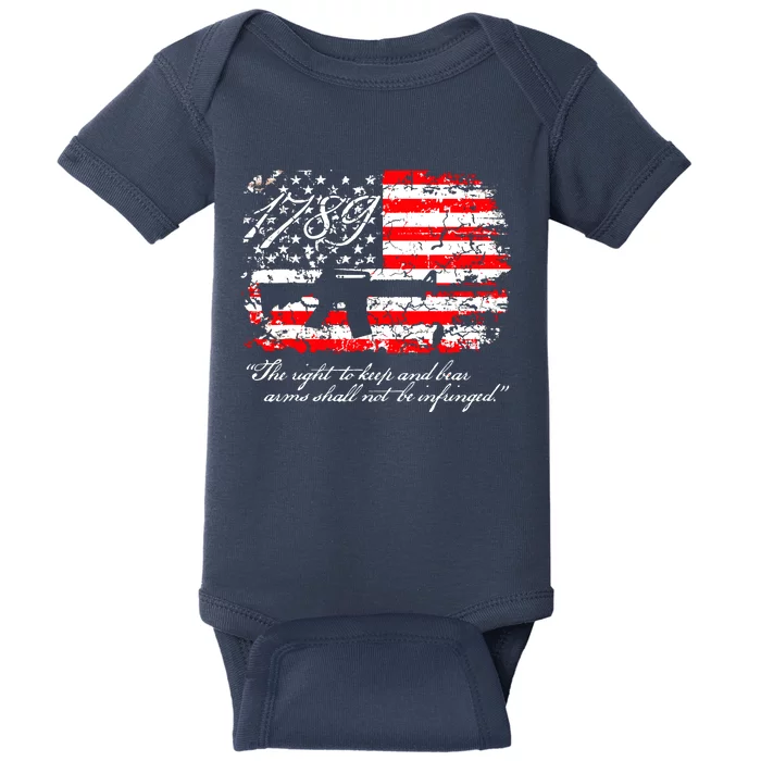 Patriotic 1789 American Flag 2nd Amendment Gun Rights AR15 Baby Bodysuit