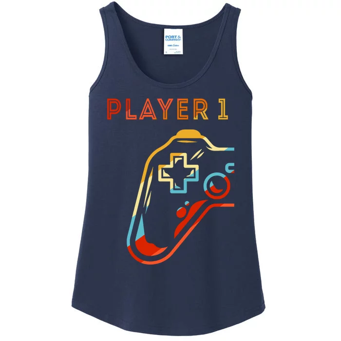 Player 1 Funny Video Game Lover Joystick Retro Matching  Gamer Couple Ladies Essential Tank