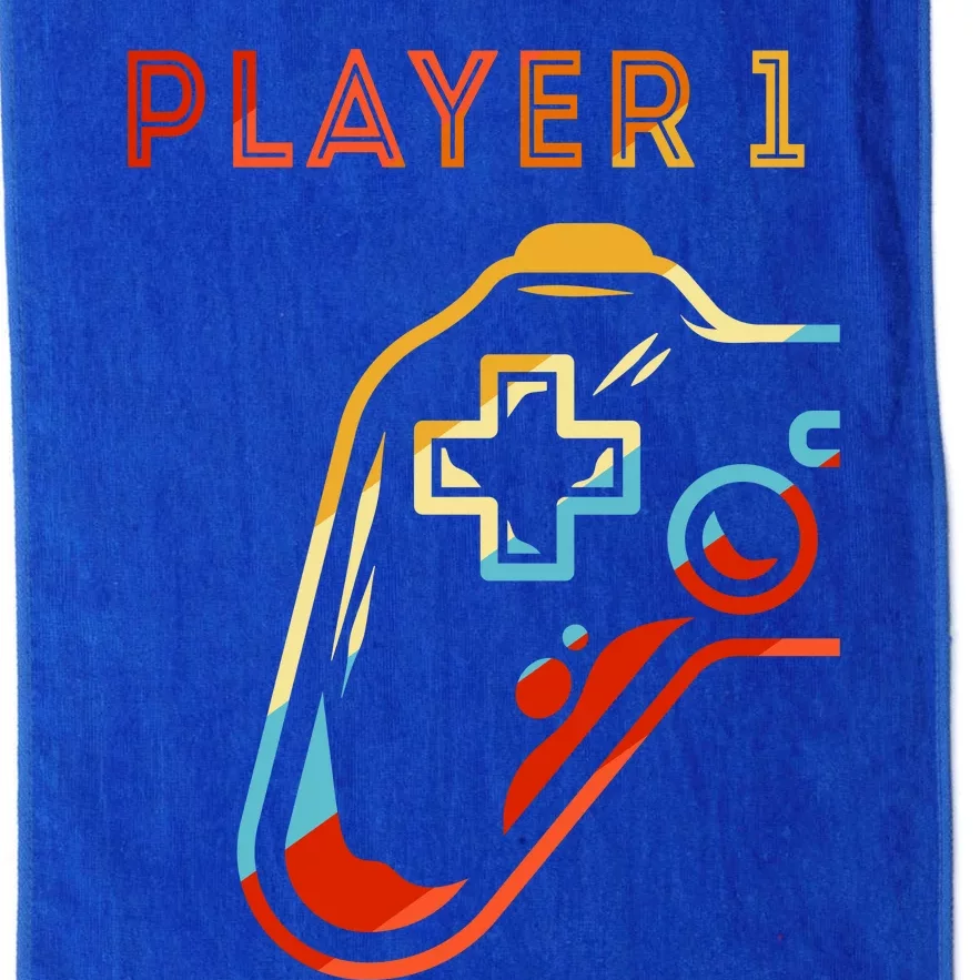 Player 1 Funny Video Game Lover Joystick Retro Matching  Gamer Couple Platinum Collection Golf Towel