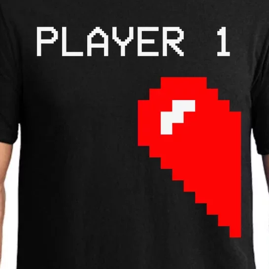 Player 1 Funny Video Game Lover Joystick Matching Gamer Couple Pajama Set