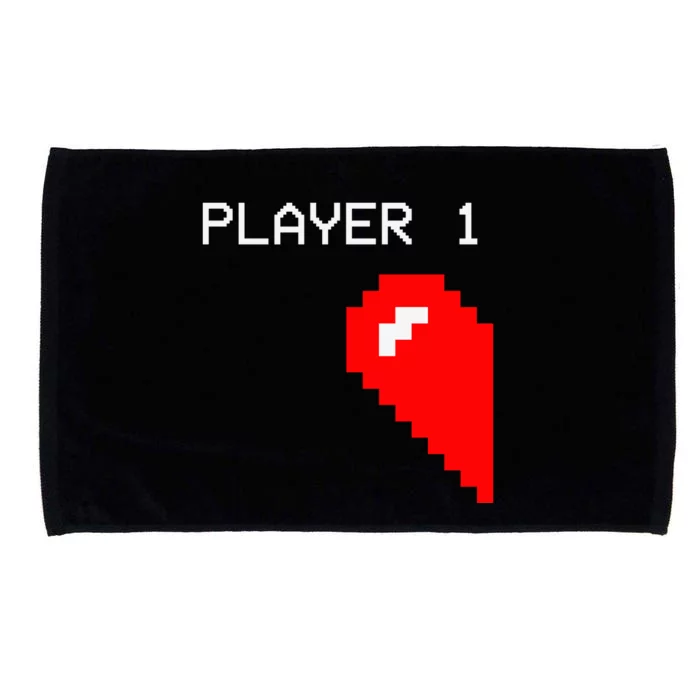 Player 1 Funny Video Game Lover Joystick Matching Gamer Couple Microfiber Hand Towel