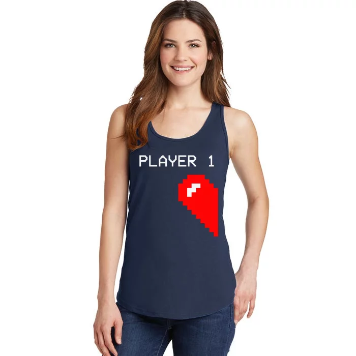 Player 1 Funny Video Game Lover Joystick Matching Gamer Couple Ladies Essential Tank