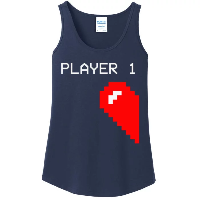 Player 1 Funny Video Game Lover Joystick Matching Gamer Couple Ladies Essential Tank